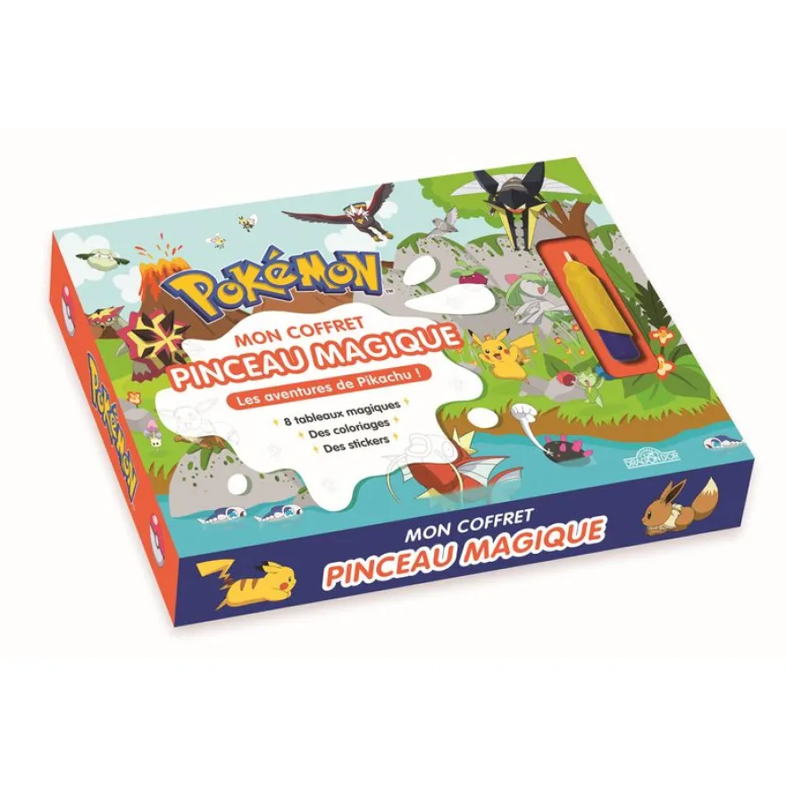 Pokémon Mon coffret pinceau magique Les aventures de Pikachu ! Coffret avec cartes magiques, coloriages et stickers Dès 3 ans