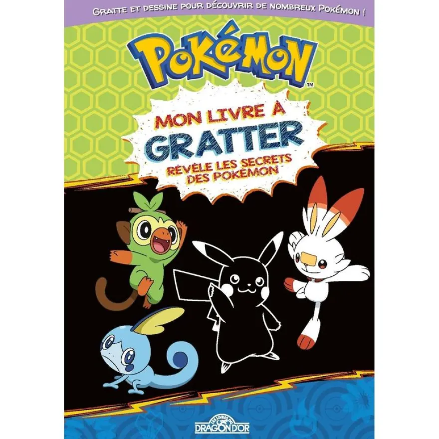 Pokémon Mon livre à gratter Révèle les secrets des Pokémon Livre à gratter/Loisirs créatifs avec un bâtonnet - Dès 6 ans