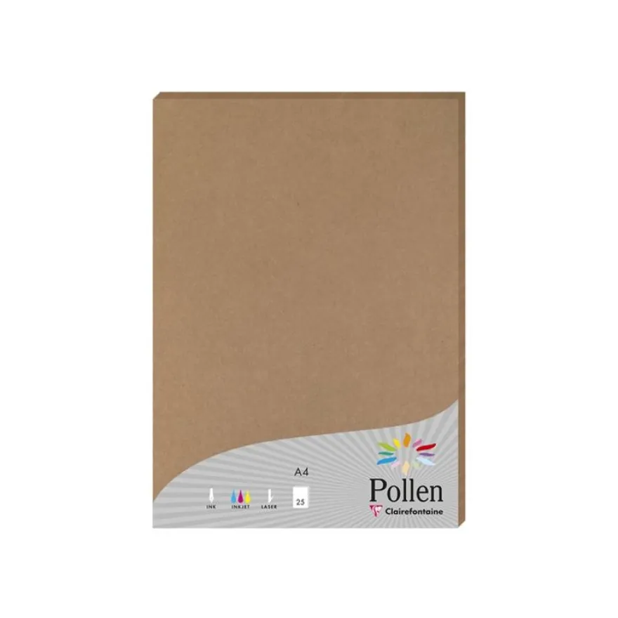 Pollen - 25 Feuilles papier couleur - A4 (21 x 29,7 cm) - 210 g/m² - kraft