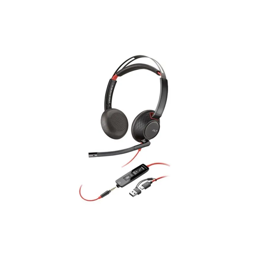 Poly Blackwire 5220 - Casque filaire avec micro - USB-C, jack 3,5mm - noir