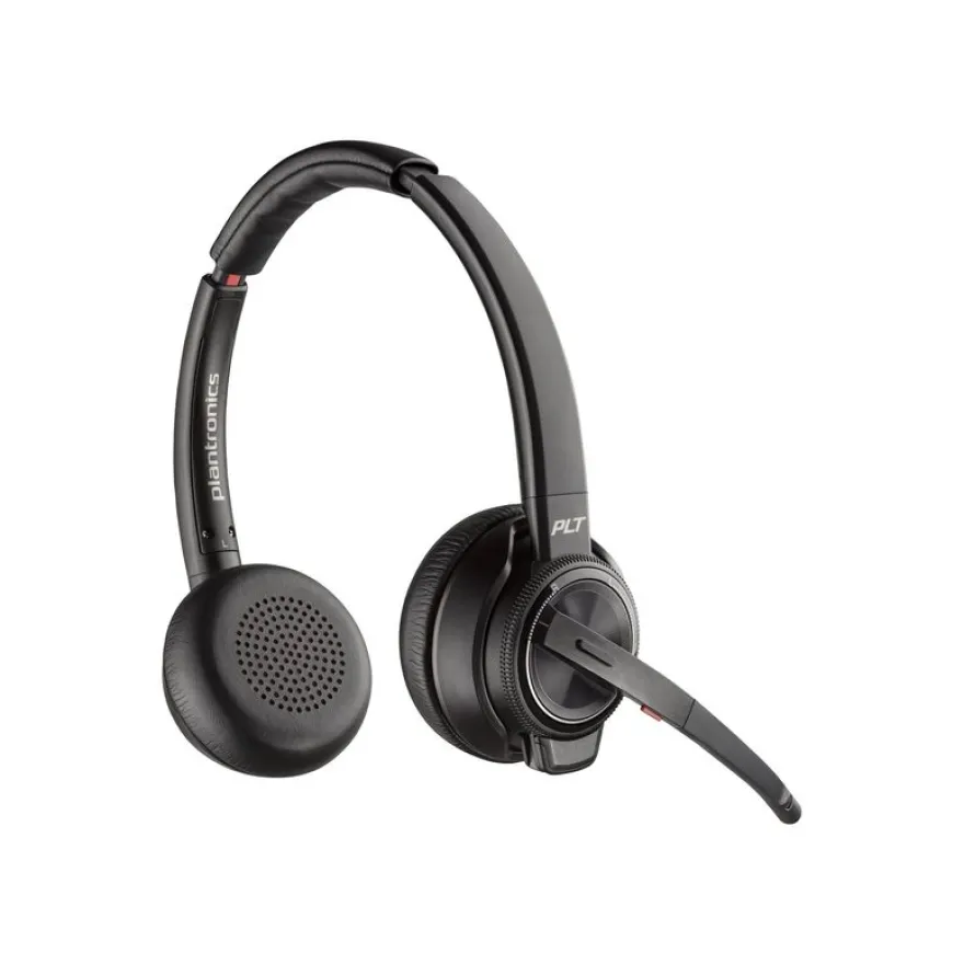 Poly Savi 8220 - Savi 8200 series - micro-casque - sur-oreille - DECT / Bluetooth - sans fil - USB-A via adaptateur Bluetooth - noir - certifié Zoom, certifié UC