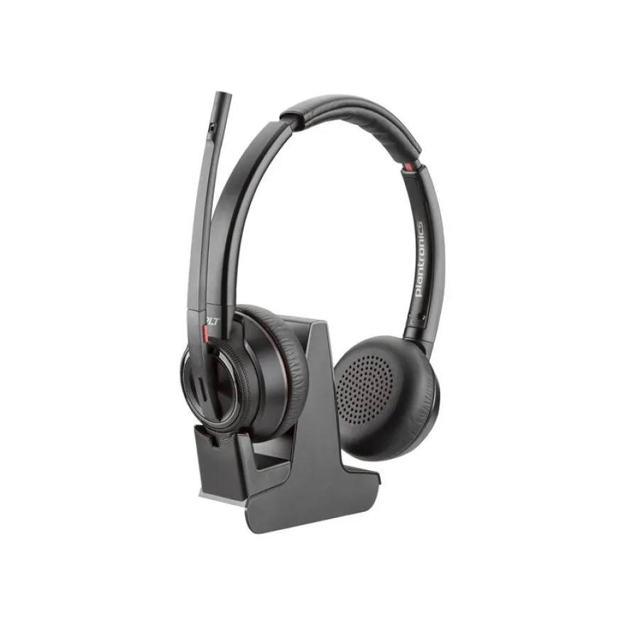 Poly Savi 8220 - Savi 8200 series - micro-casque - sur-oreille - DECT / Bluetooth - sans fil - USB-A via adaptateur Bluetooth - noir - certifié Zoom, certifié UC