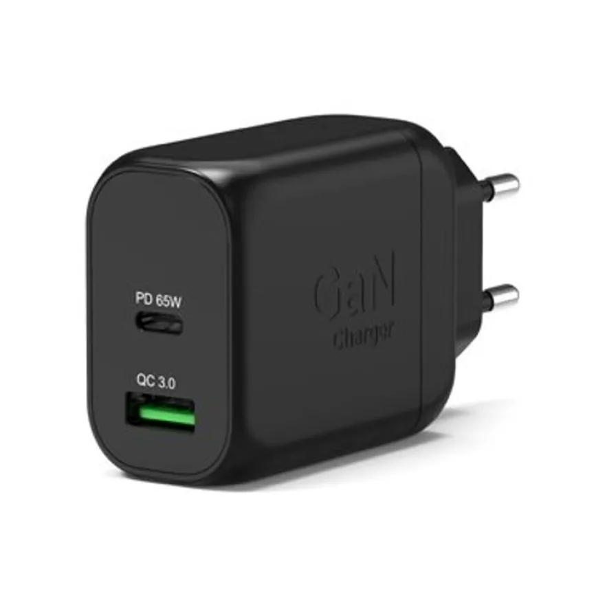 PORT Connect - Adaptateur secteur - GaN - 65 Watt - 2 connecteurs de sortie (USB type A, USB-C)