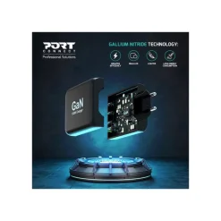 PORT Connect - Adaptateur secteur - GaN - 130 Watt - 4 connecteurs de sortie (USB type A, 3 x USB-C) - sur le câble : USB-C - Europe