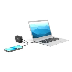 PORT Connect - Adaptateur secteur - GaN - 130 Watt - 4 connecteurs de sortie (USB type A, 3 x USB-C) - sur le câble : USB-C - Europe