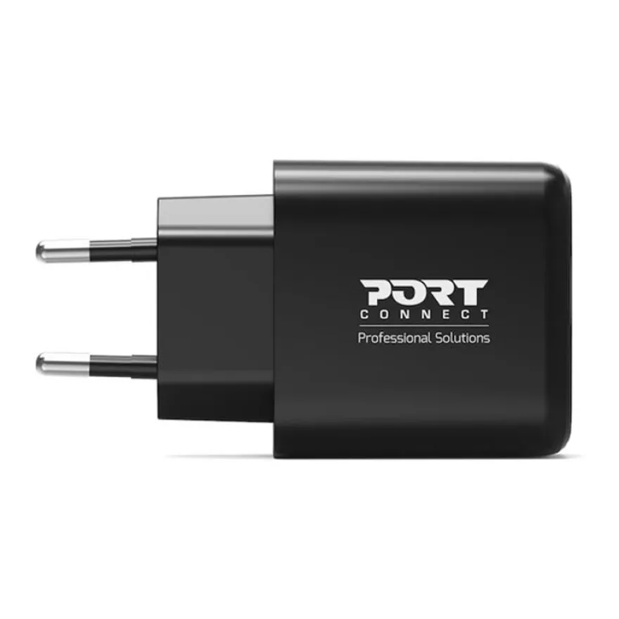 PORT Connect - Adaptateur secteur - GaN - 65 Watt - 2 connecteurs de sortie (USB type A, 24 pin USB-C) - Europe