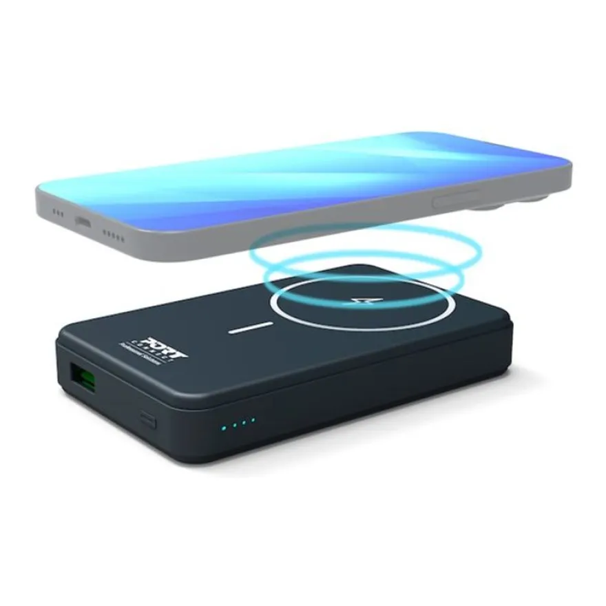PORT Connect - Batterie de secours sans fil - 10000 mAh - 2 connecteurs de sortie (USB type A, 24 pin USB-C) - sur le câble : USB-A
