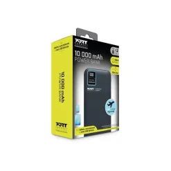 PORT Connect - Batterie de secours - 10000 mAh - 2 connecteurs de sortie (2 x USB) - sur le câble : USB-A