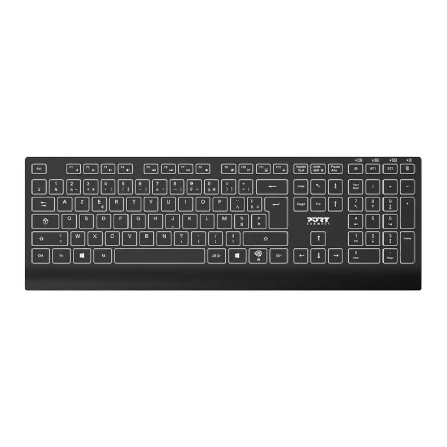PORT Connect - Ensemble clavier et souris - sans fil - rétroéclairé - AZERTY