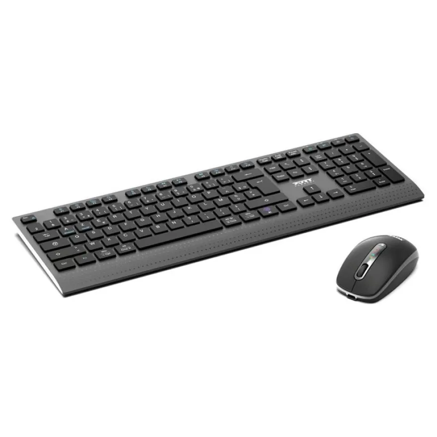 PORT Connect - Ensemble clavier et souris sans fil - rechargeable - AZERTY - Français