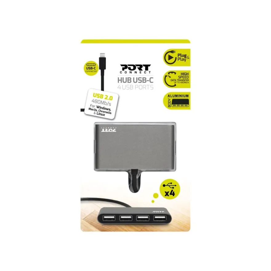 PORT Connect - Hub 4 ports USB 2.0 Type C