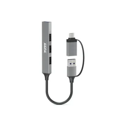 PORT Connect - Hub - USB-C/USB-A - 3 x USB 2.0 + 1 x SuperSpeed USB