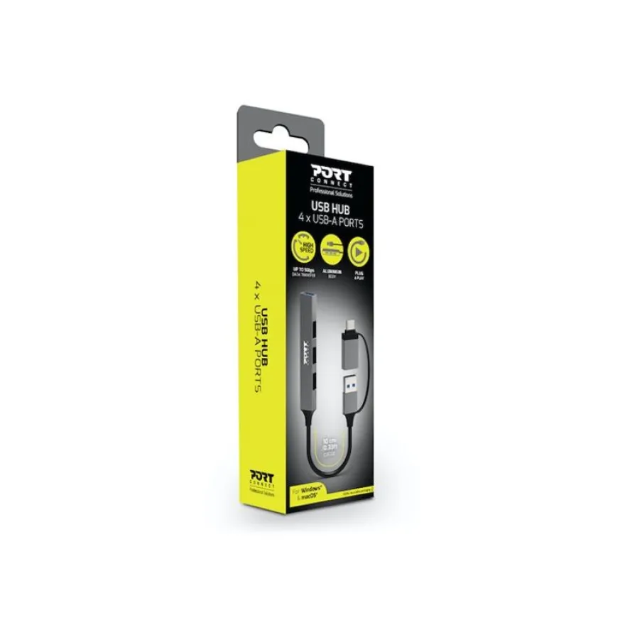 PORT Connect - Hub - USB-C/USB-A - 3 x USB 2.0 + 1 x SuperSpeed USB