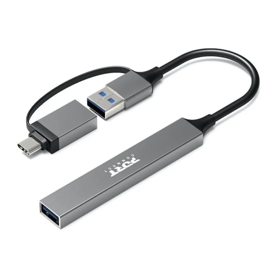 PORT Connect - Hub - USB-C/USB-A - 3 x USB 2.0 + 1 x SuperSpeed USB