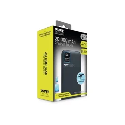 PORT Connect Enduring - Batterie de secours - 20000 mAh - 2 connecteurs de sortie (2 x USB) - sur le câble : USB-A