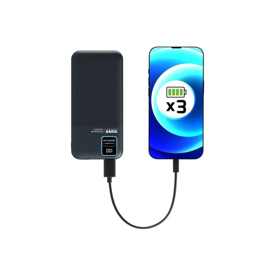 PORT Connect Enduring - Batterie de secours - 20000 mAh - 2 connecteurs de sortie (2 x USB) - sur le câble : USB-A