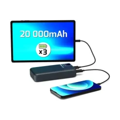 PORT Connect Enduring - Batterie de secours - 20000 mAh - 2 connecteurs de sortie (2 x USB) - sur le câble : USB-A