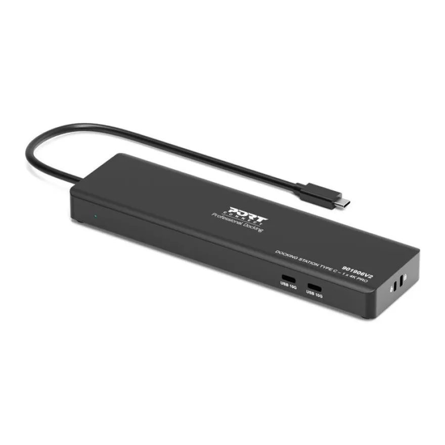 PORT connect Professional Docking USB-C 1 X 4K ++ TRAVEL - Station d'accueil - USB-C 3.1 Gen 2 - DP, 2 x HDMI - 1GbE