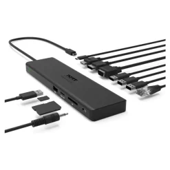 PORT connect TRIPLE SCREEN TRAVEL - Station d'accueil - USB-C 3.1 Gen 2 - DP, HDMI, VGA - 1GbE