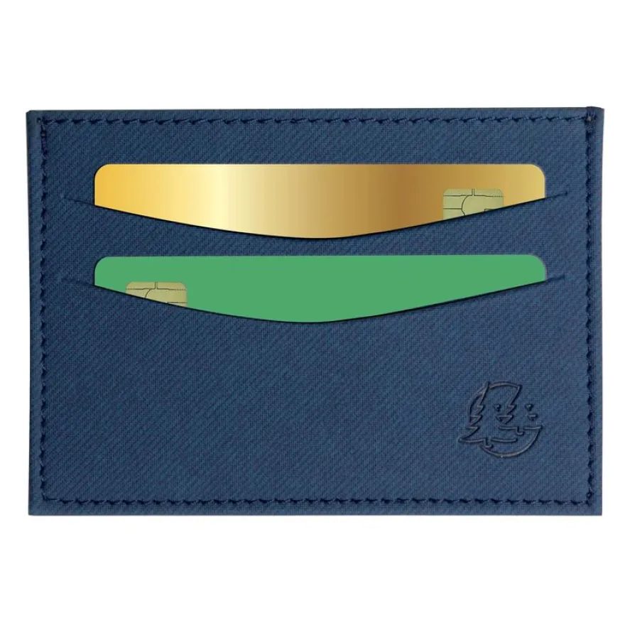 Porte-cartes Denim avec poche - 10,3 x 7,5 cm - Bleu - Exacompta