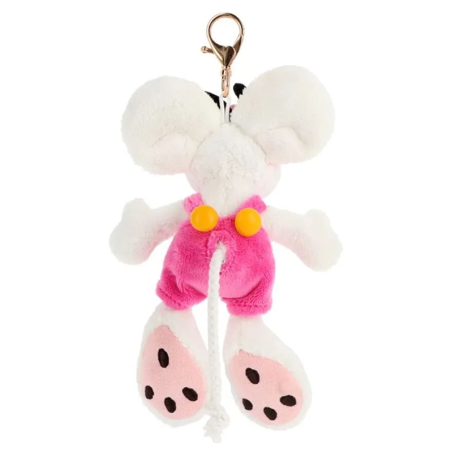 Porte-clés peluche Diddl en salopette Rose 15cm