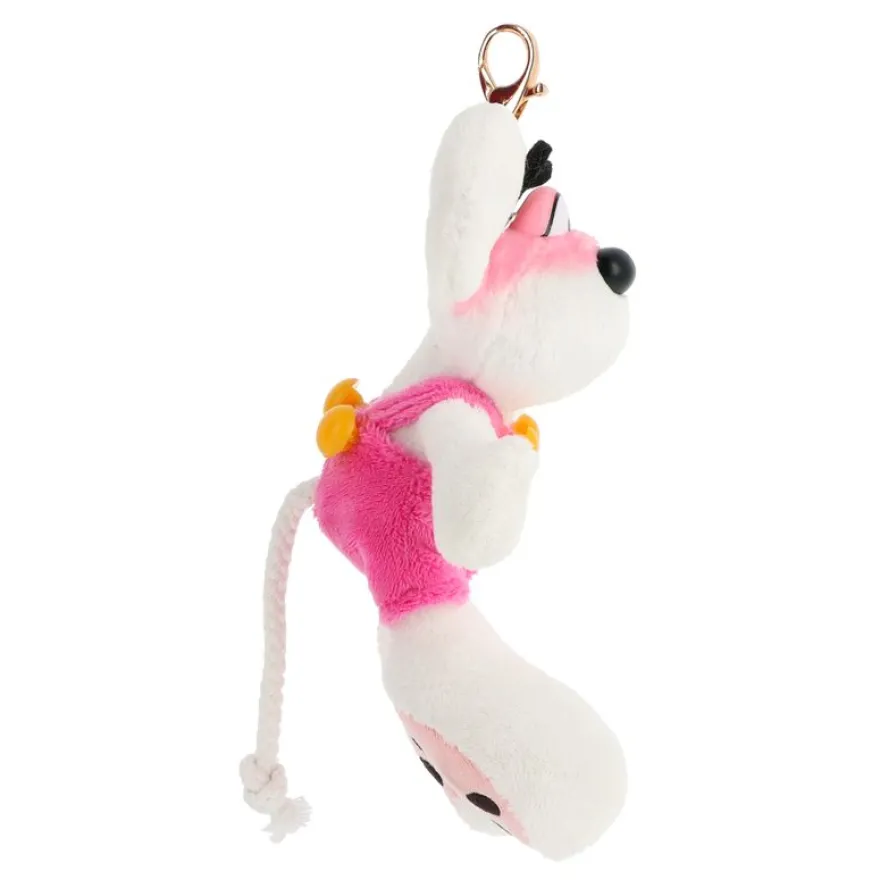 Porte-clés peluche Diddl en salopette Rose 15cm