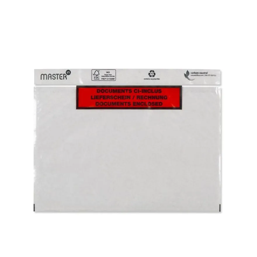 Porte-Documents Master'in Performance – 158x230 mm, Transparent, Ouverture Latérale, Lot de 1000