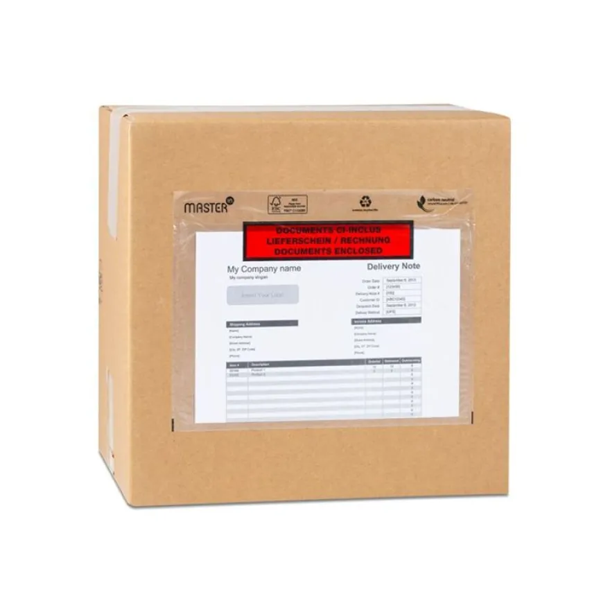 Porte-Documents Master'in Performance – 158x230 mm, Transparent, Ouverture Latérale, Lot de 1000