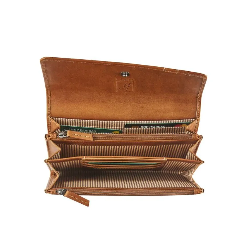 Portefeuille avec bouton-pression Florence - cognac - label M