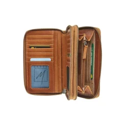 Portefeuille double fermeture éclair Forence - cognac - label M