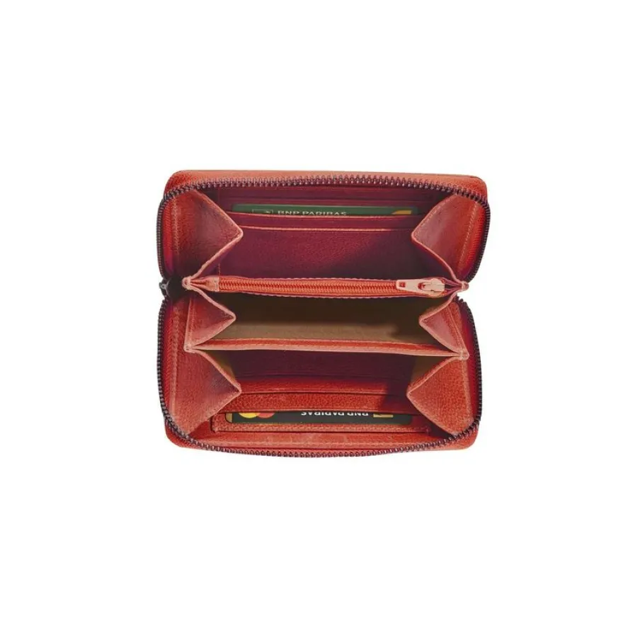 Porte-monnaie à fermeture éclair Savannah - petit format - rouge - label M