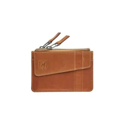 Porte-monnaie double cuir avec pochette cartes Florence - cognac - label M