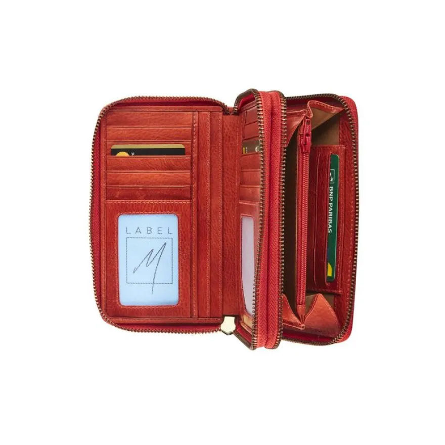 Porte-monnaie double fermeture éclair Savannah - rouge - label M