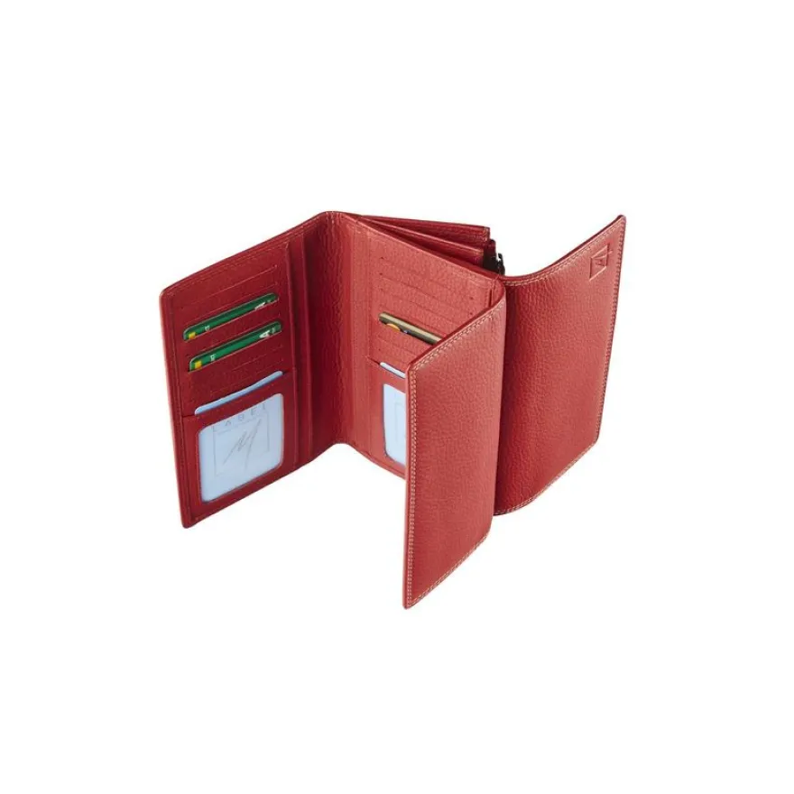 Porte-monnaie double fermeture éclair Dakota - rouge - label M