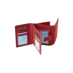 Porte-monnaie fermeture à bouton avec 4 poches fenêtres Dakota - rouge - label M