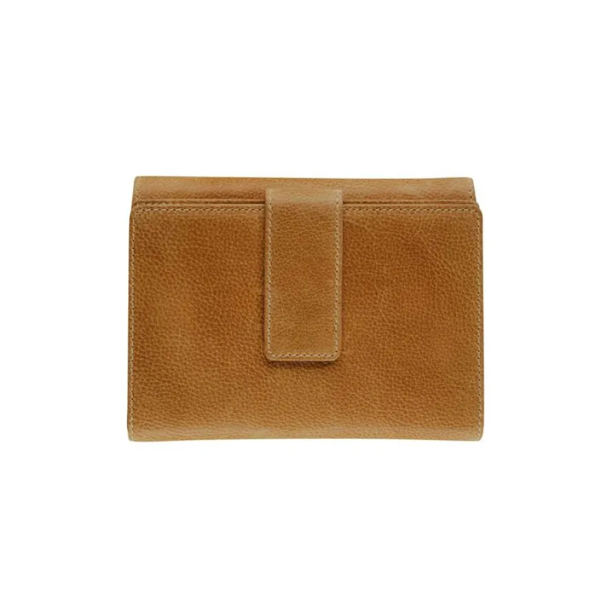 Porte-monnaie fermeture à bouton avec 4 poches fenêtres Savannah - cognac - label M