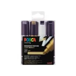 Posca - 4 Marqueurs peinture pointe large - couleurs assorties