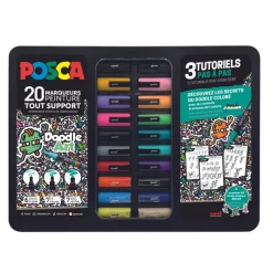 POSCA – Mallette métal noire 20 marqueurs Doodle Art – Édition limitée
