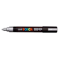 POSCA PC-5M - Pack de 4 marqueurs - noir, argent, blanc, or