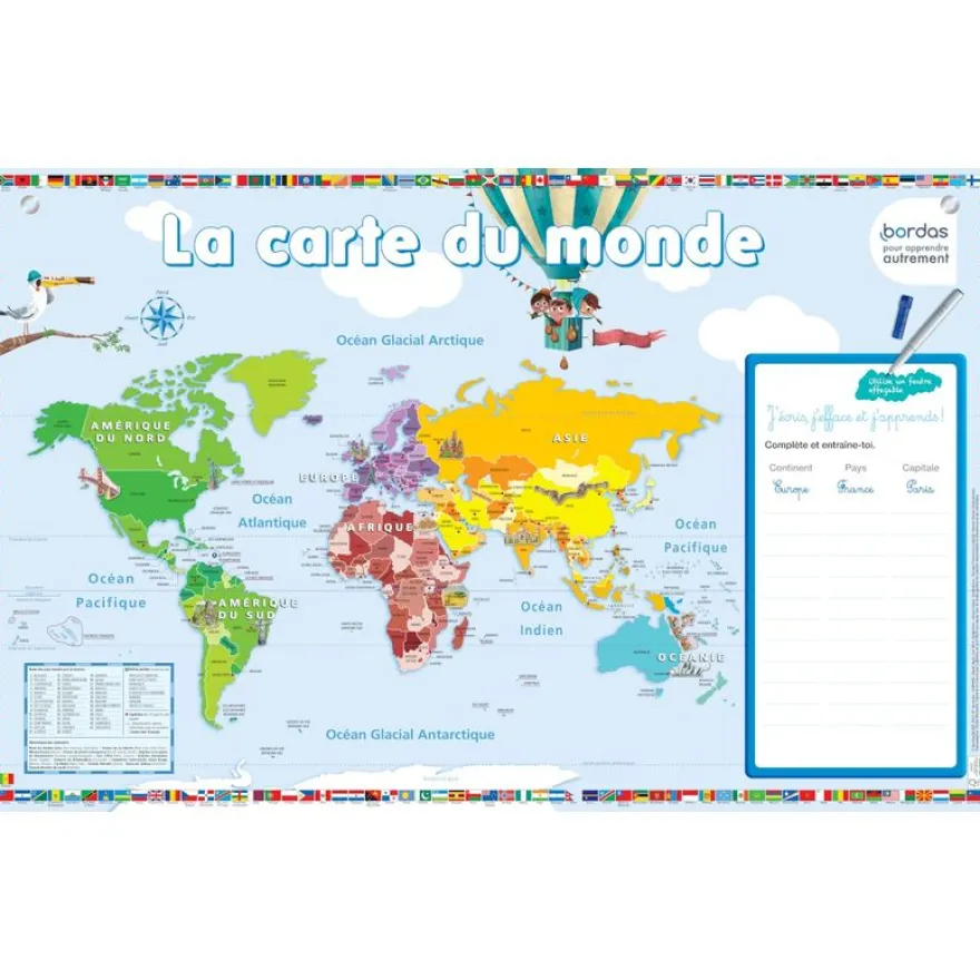 Poster effaçable : la carte du monde