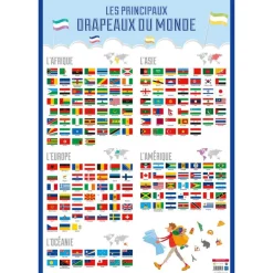 Poster pédagogique Drapeaux du Monde - 52 x 76 cm - Bouchut