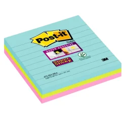 Post-it - 3 Blocs notes ligné Super Sticky - grand format 101 x 101 mm