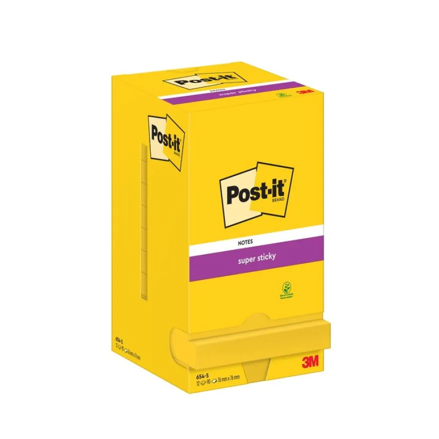 Post-it - Notes Super Sticky - Couleurs Jaune Jonquille - 76 x 76 mm - 12 blocs