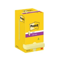 Post-it - Z-Notes Super Sticky, Couleur Jaune Canari - 76 mm x 76 mm - 90 feuilles/bloc - 12 blocs/paquet
