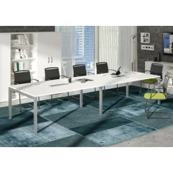 Prolongement pour table de réunion BRIDGE - L160 x H73 x P120 - Pieds gris alu - Plateau blanc