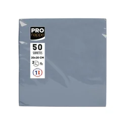Pronappe - 40 Serviettes - Taille 20 x 20 cm - jetable - gris