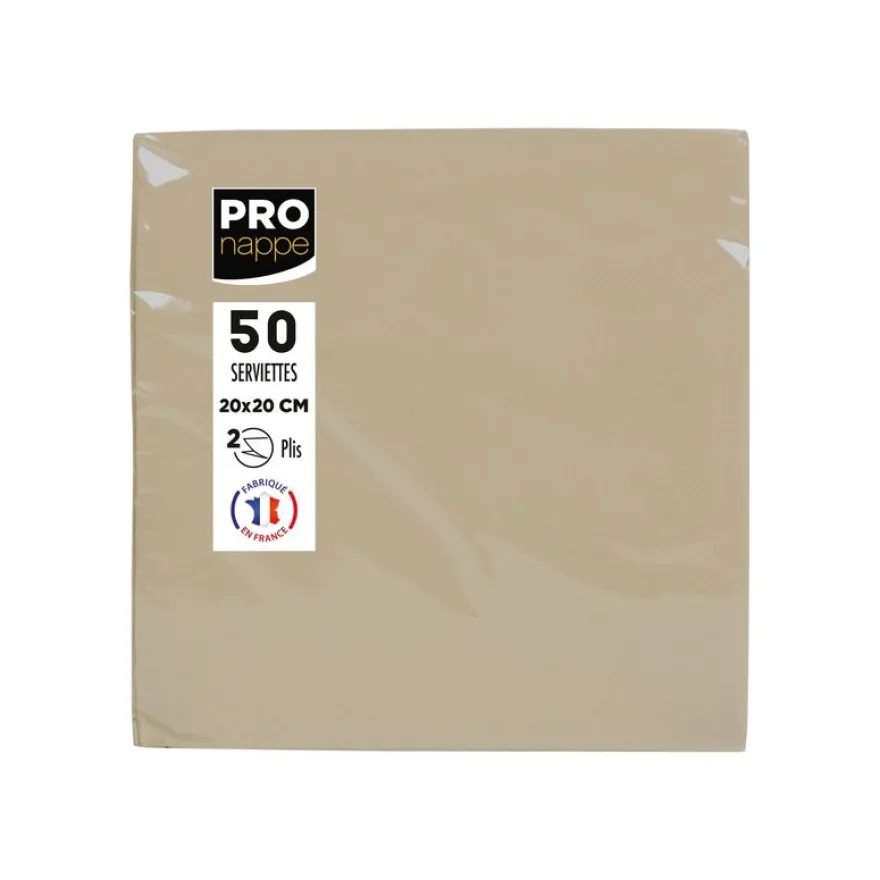 Pronappe - 50 Serviettes - Taille 20 x 20 cm - jetable - ficelle marron