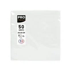Pronappe - Serviette - Taille 20 x 20 cm - jetable - blanc (pack de 50)