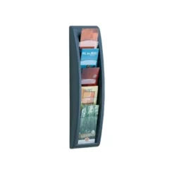 Présentoir mural Quick Fit pour documents 1/3 A4 - 5 compartiments - noir/transparent