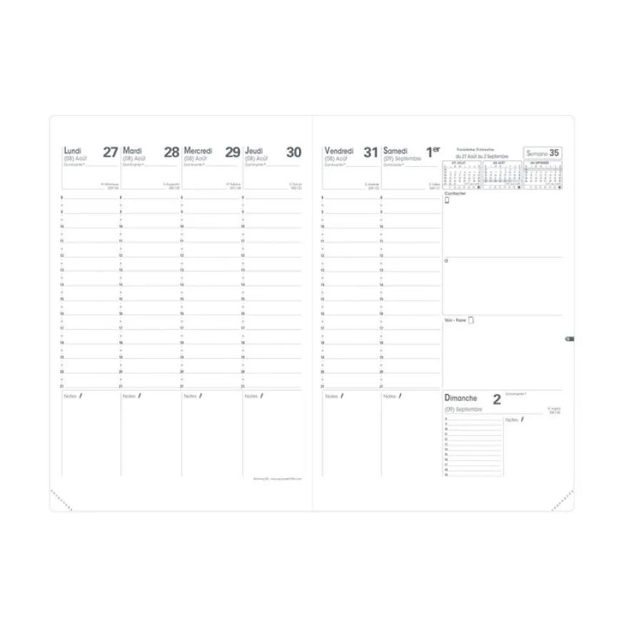 Quo Vadis - Agenda 16 mois - 2026-2027 - Planning SD - Semainier Planning - Français - Club - Rouge - 16 mois de septembre à décembre - 18x24 cm - Papier Clairefontaine blanc - Fabrication française